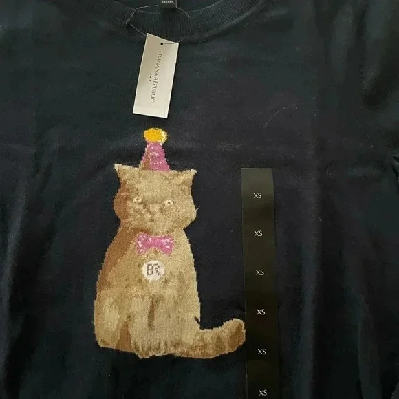 Banana Republic Cute Crew Neck Kitten Cat Tee - Picture 2 of 8